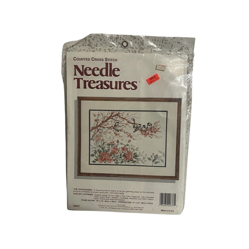 Needle Treasures Counted Cross Stitch Kit The Chickadees Birds Flower #02637